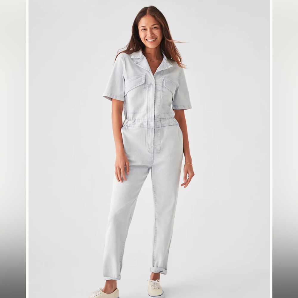 Faherty organic jean denim jumpsuit